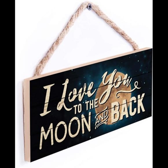 Love You to The Moon and Back Night Sky 5 x 10 Wood Plank Design Hanging Sign - Picture 2 of 7